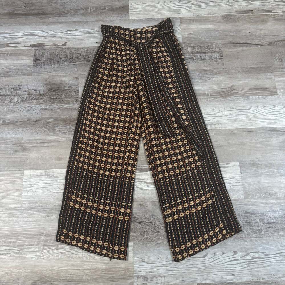 Anthropologie ett:twa Geometric Wide Leg Palazzo Pants Boho Art to Wear Retro 2